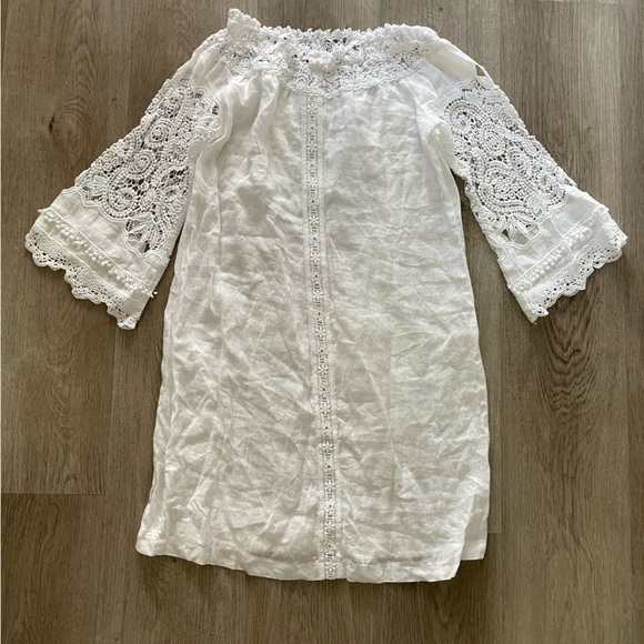 temptation positano urbino white tunic off the shoulder embroidered mini dress - Picture 3 of 4